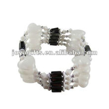 Magnetic White Heart Beaded Wrap Bracelets &amp; Collier 36 &quot;